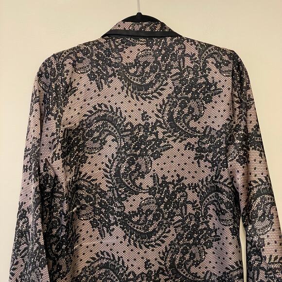 In Bloom 8 long sleeve pajama top button up cottagecore floral polka dot black - Picture 6 of 7